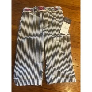 Vintage Ralph Lauren Baby Boys Blue Seersucker Pants With‎ Belt 9M NWT